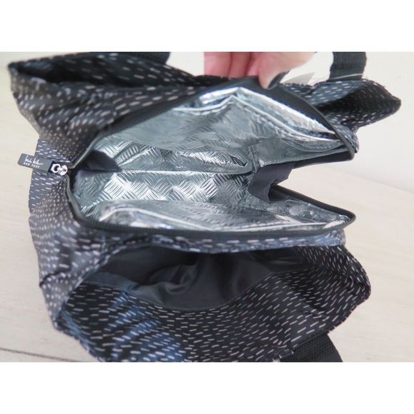 Nicole Miller New York N4684-01L Black/Wht Dashed Line Insulated 11" Lunch Tote - Picture 12 of 12